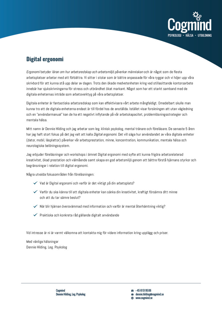 Föredrag - Digital ergonomi